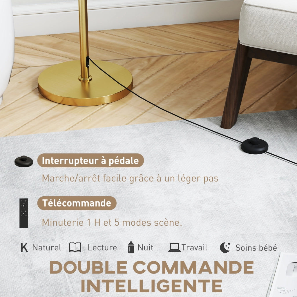 Lampada da terra dimmerabile con telecomando ¨C Xylo ¨C lino dorato regolabile 133-168cm