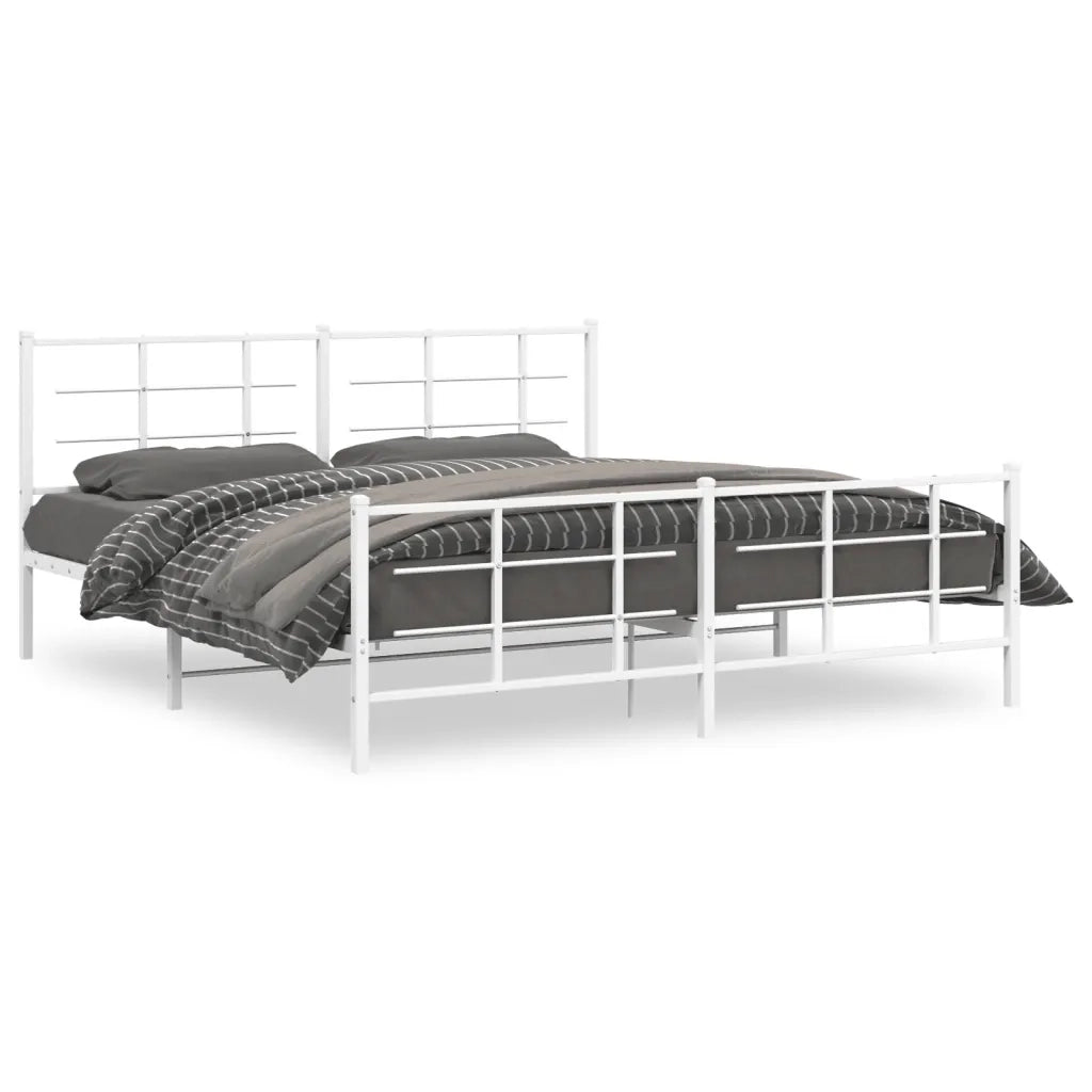 Giroletto con Testiera e Pediera-Struttura Letto Metallo Bianco 183x213 cm 728975