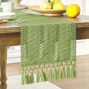 Tavolino di cotone e lino in stile boemo - 30 x 450 cm Tavolino rustico in stile rurale - Decorazione tessuta per la campagna - Tavolino con spilli annodati - Ideale per un tavolo da pranzo estivo o un abbeveratoio per tè