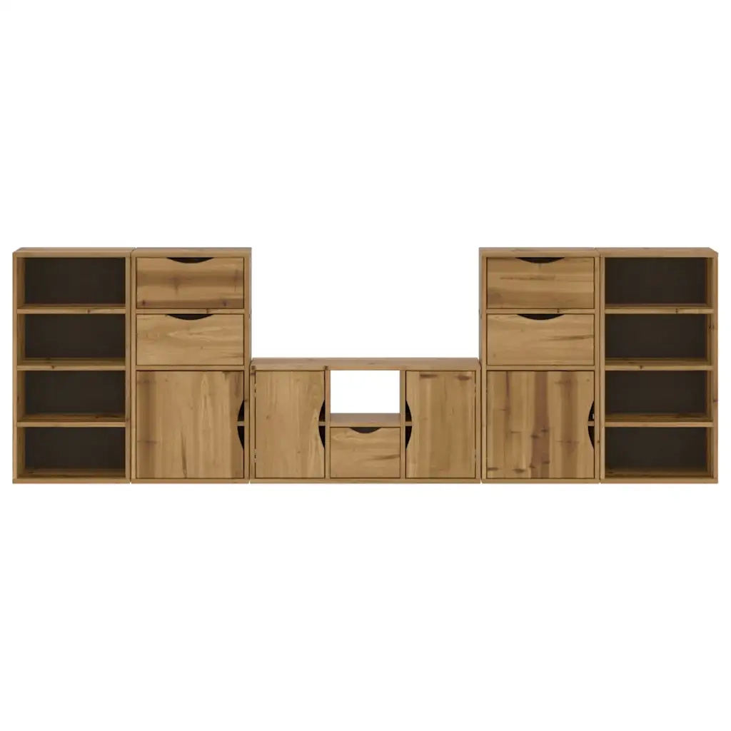 Mobile TV 5 pz con Contenitore ODDA in Legno Massello di Pino 3365376