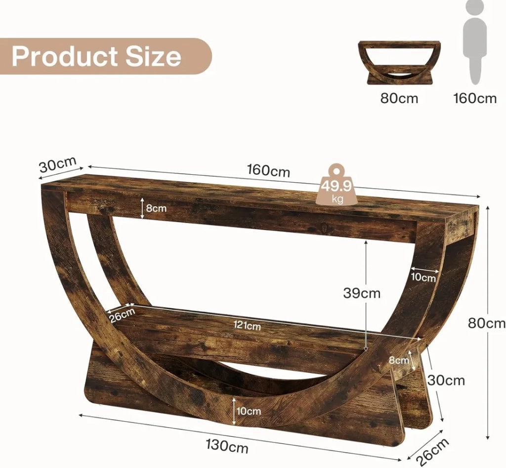 Mobile TV in MDF rustico marrone 160x30x80;5 cm con 2 ripiani aperti