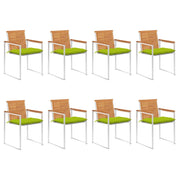 Sedie da Giardino con Cuscini 8 pz in Legno Massello di Acacia cod mxl 76318