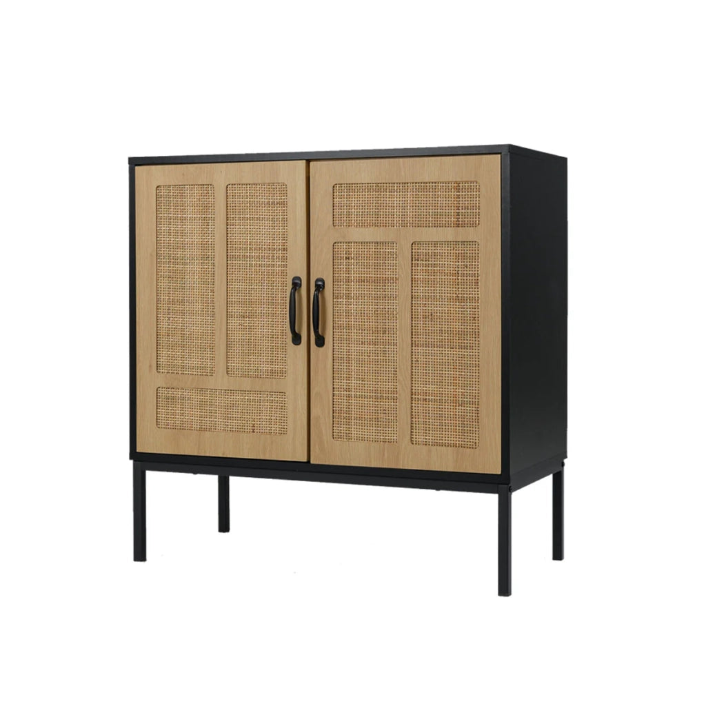 Mobile contenitore set da 1 80 x 38 x 81 cm ripiano regolabile elegante stile bohémien MDF nero 20_0012717