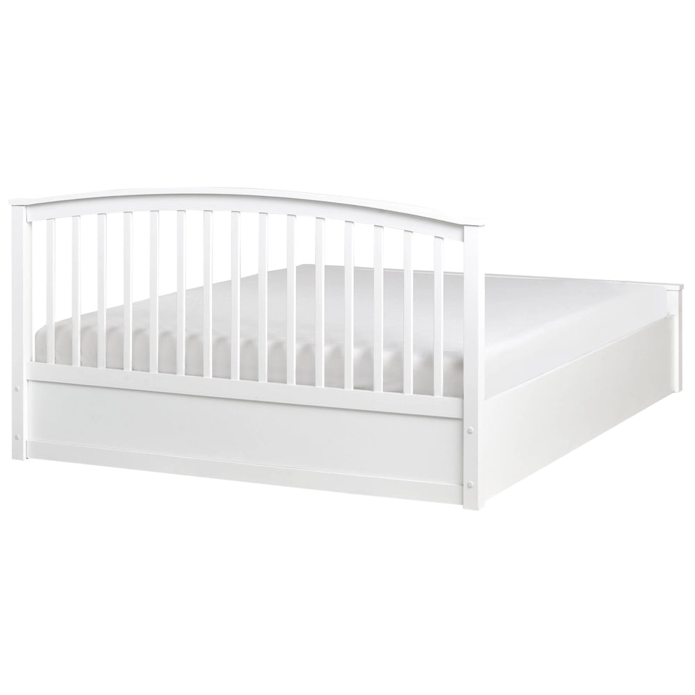 Letto matrimoniale in legno di pino con contenitore bianco con rete sollevabile 160 x 200 cm