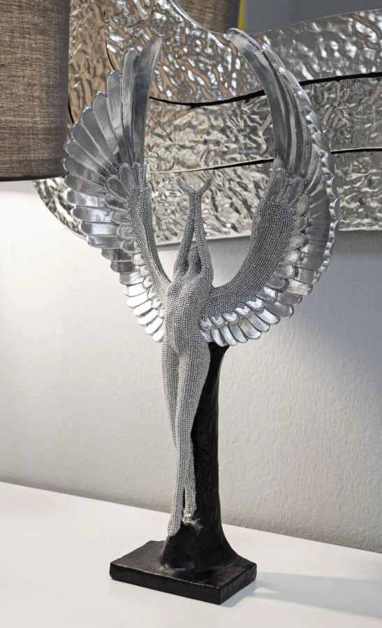 Statuetta Sparky 26x9x48 cm in Resina Argento e Nero