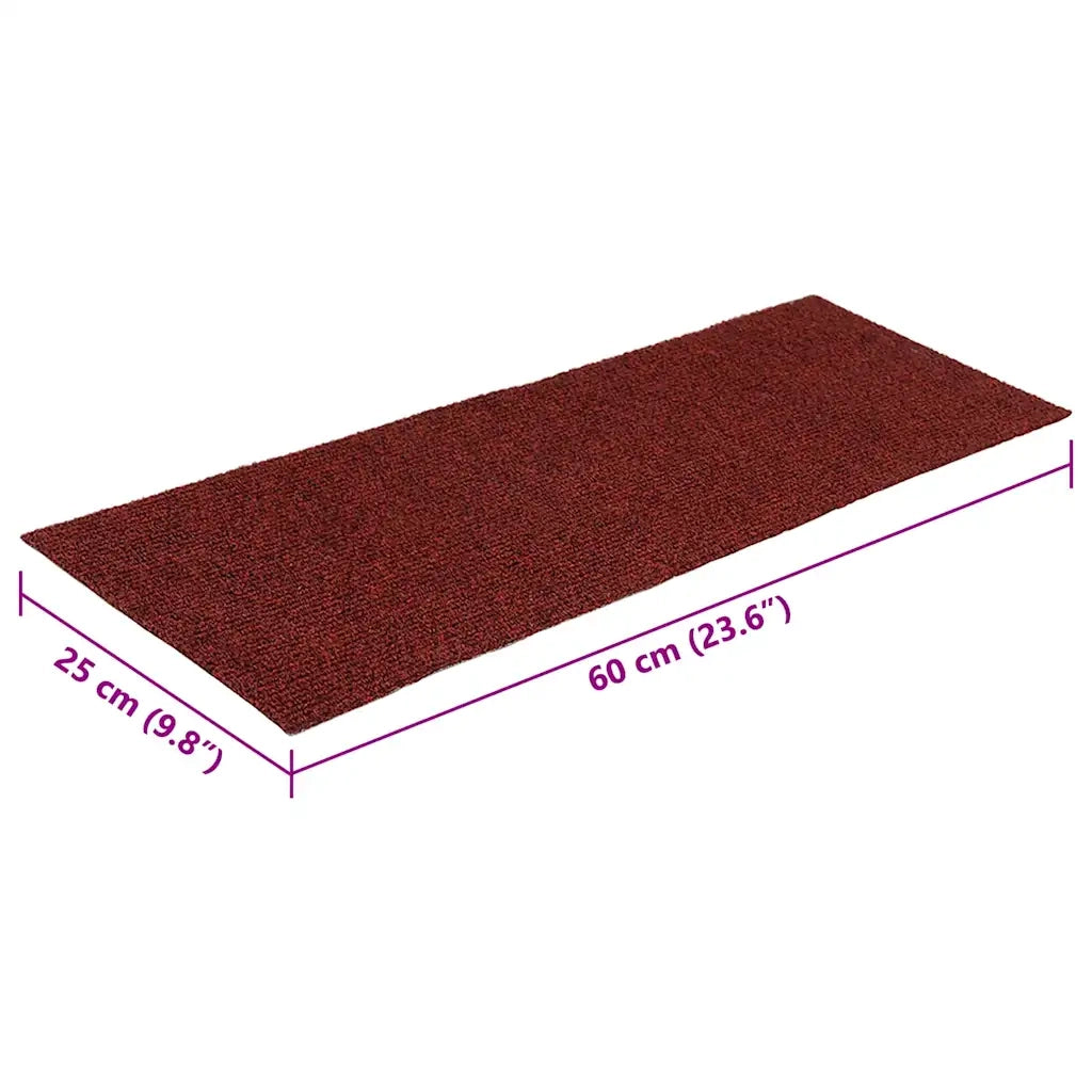 Tappetini per scale autoadesivi 15 pz 60x25 cm Bordeaux Rosso Rettangolari 326916