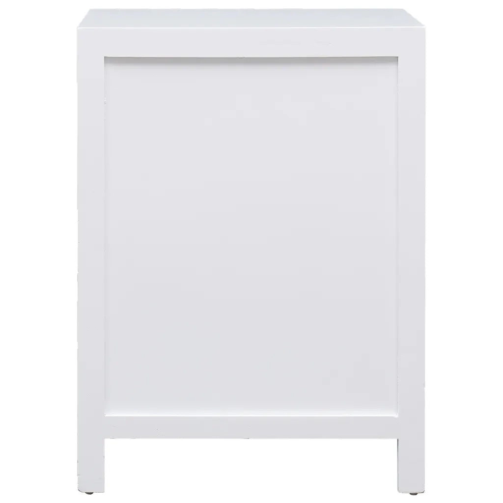 Comodino-Tavolino da notte Bianco 38x28x52 cm in Legno di Paulownia