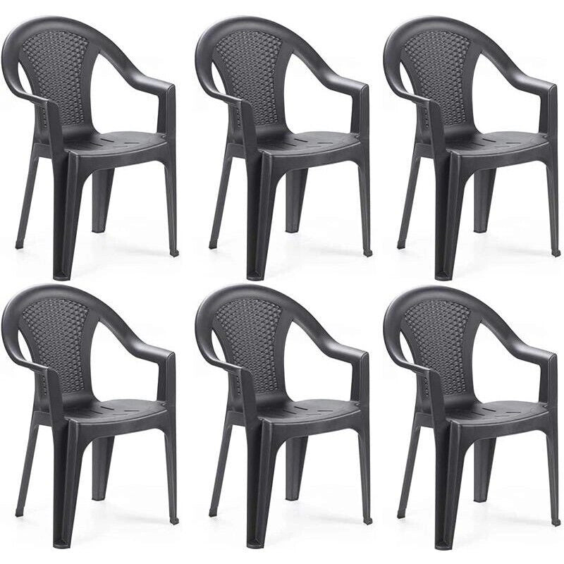 SET 6 SEDIE DA GIARDINO KORA IN POLIPROPILENE COLORE ANTRACITE 55 X 54 X 82 CM