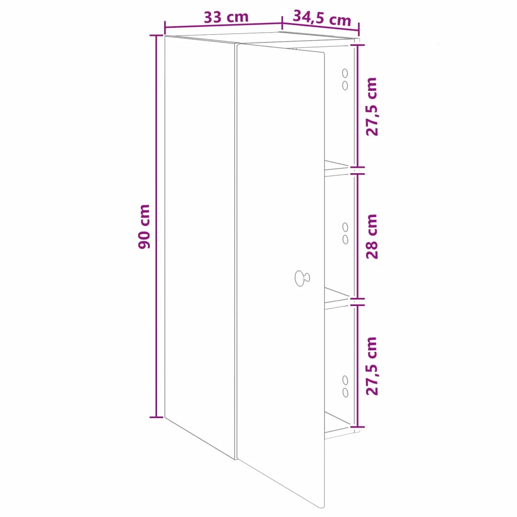 Mobiletto a muro Rovere Sonoma 33 x 34,5 x 90 cm 899097