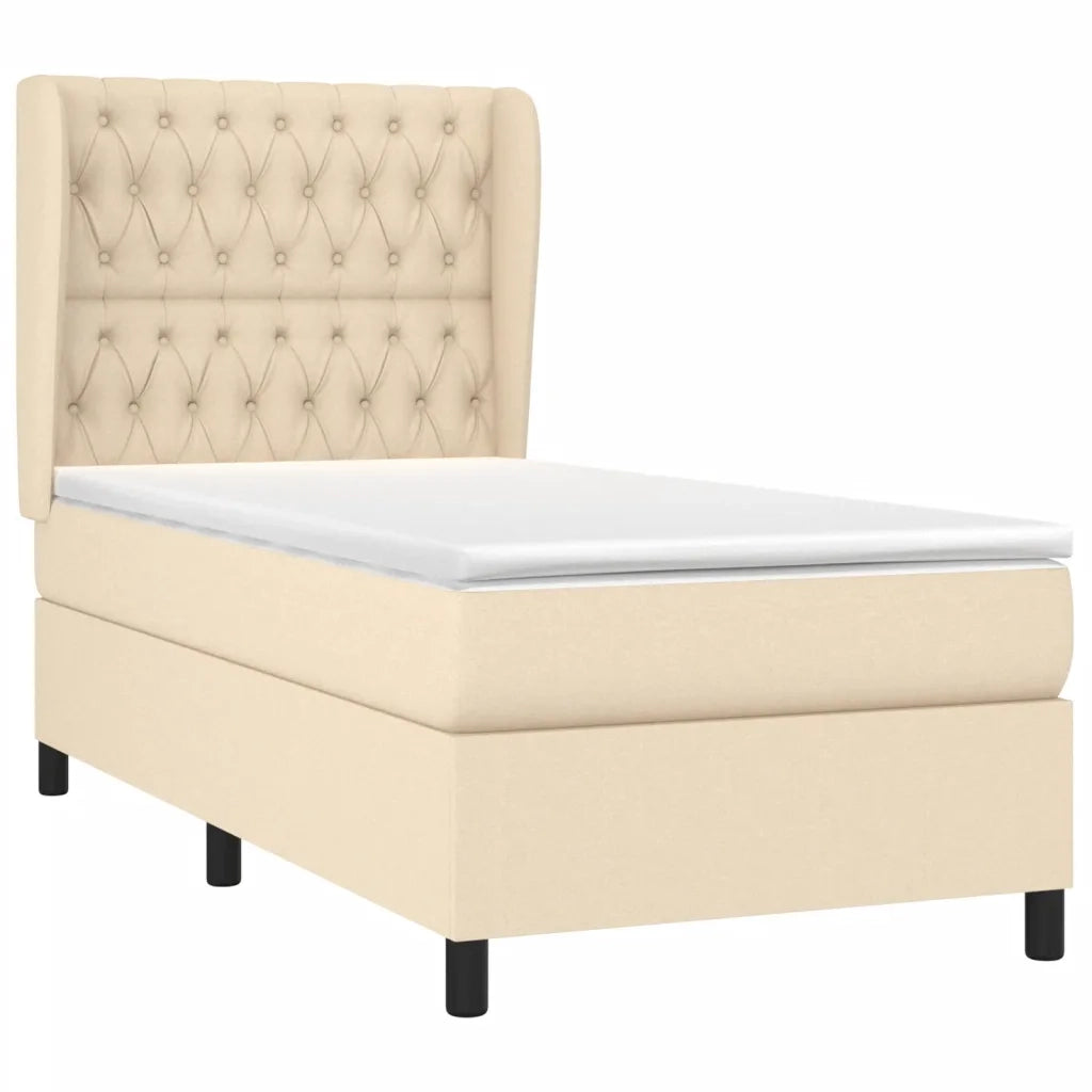 Giroletto a Molle con Materasso Crema 90x190 cm in Tessuto