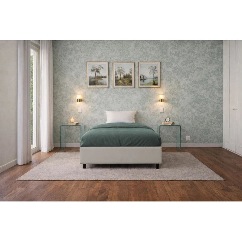 Letto imbottito Singolo 80x200 cm BoxMax - Similpelle,Tortora,Contenitore