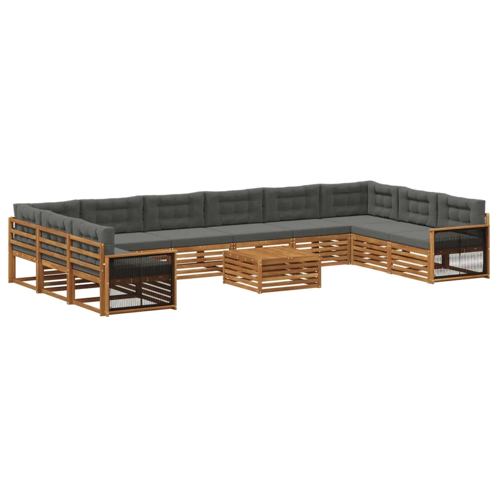 Set divani con cuscino 11 pcs Legno di Acacia Massello