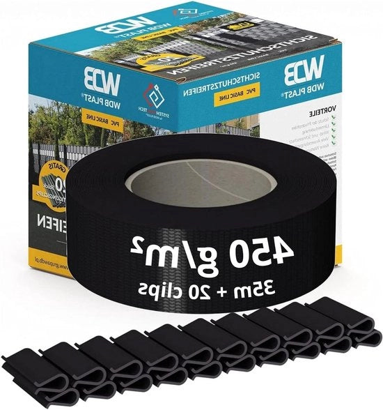 Sfoglia trasparente per mattonelle a doppia staffa - 475 cm x 35 m + 20 clip di fissaggio - schermo di protezione in PVC Basic Line - nero - RAL 9005
