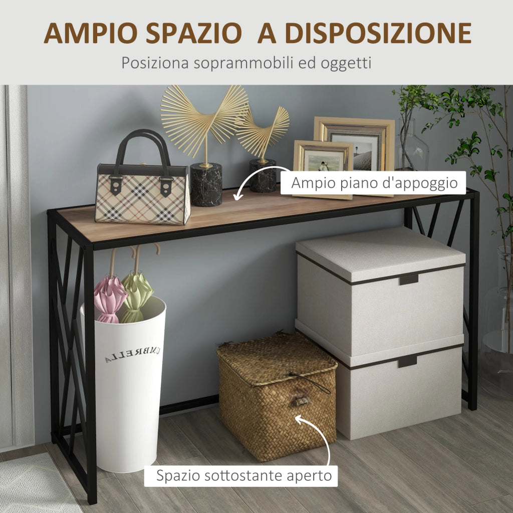 Consolle ingresso stile industriale ¨C Xylo ¨C acciaio e legno marrone 120x35x75cm