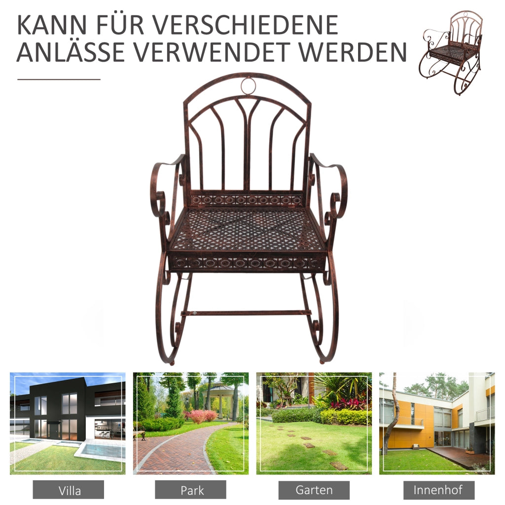 Poltrona dondolo da giardino in rattan ¨C zephmum ¨C marrone e nero 61x79x90