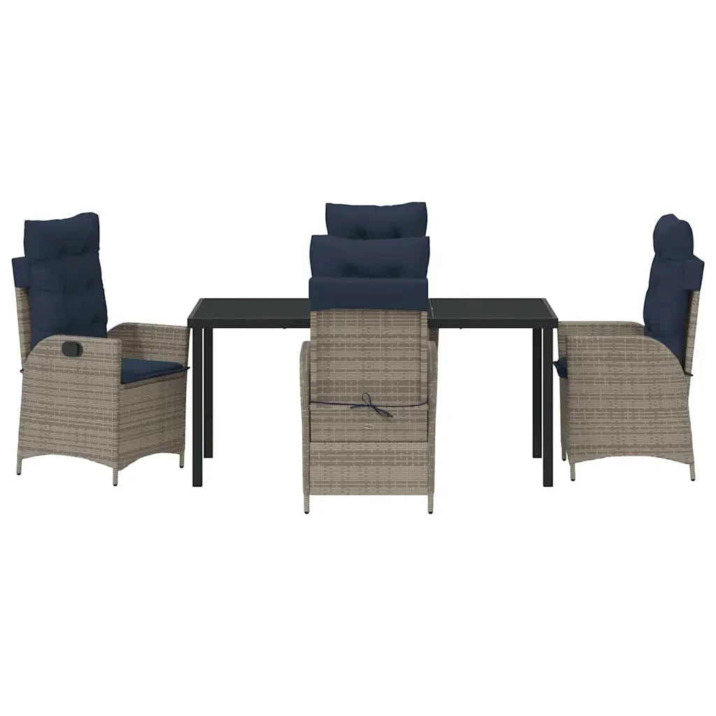 Set da Pranzo per Giardino 5 pcs Grigio e Nero Rattan 3380578