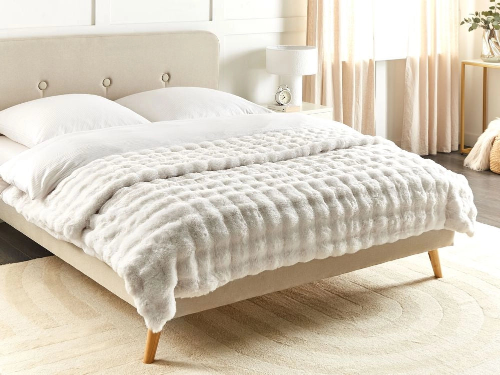 Coperta in finta pelliccia bianco 200 x 220 cm camera da letto