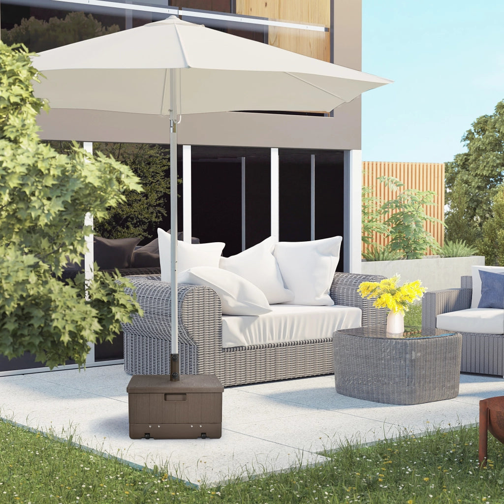 Base per Parasole con Ruote e Portavasi ¨C zephmum ¨C Marrone PE e Metallo