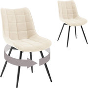Sedie da Pranzo Girevole Set di 2, Sedie da Cucina, con Sedile Imbottito, Schienale Alto, Gambe in Metallo, Tessuto in Velluto, Beige EZS86be-2