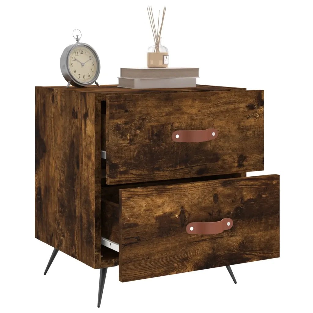 Set di 2 Comodini | Armadio da Notte | Mobiletto da notte Rovere Fumo 40x35x47,5 cm in Legno Multistrato