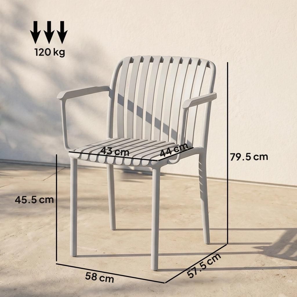 Set di Sedie da Giardino Impilabili con Braccioli ¨C zephmum ¨C Grigio, Plastica