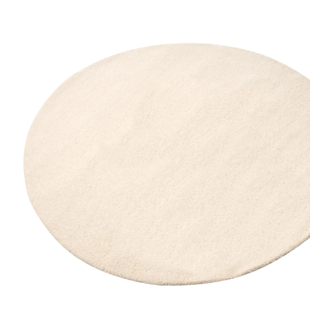 Tappeto in lana bianco sporco 140 cm tuftato a mano rotondo design decorativo
