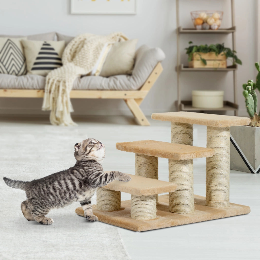Scala per animali domestici 3 gradini pieghevole ¨C zephmum ¨C crema 34 cm