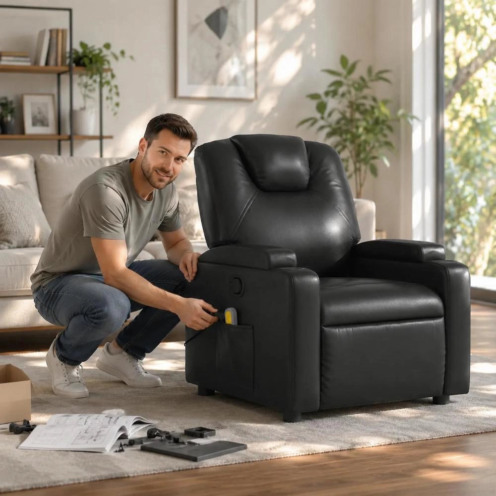 Black Faux Leather Massage Chair