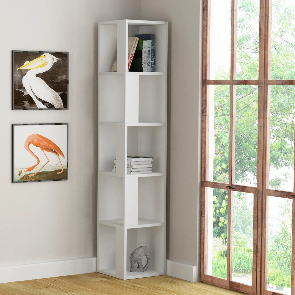 Libreria in legno "Piano" - 34 x 34 x 161 cm - Bianco