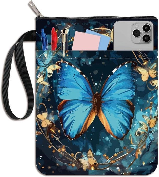 Cassettiere Vintage Blu con Cerniera e Tasca Extra | Per Libri Tascabili | Tessuto Lavabile | Copertina per Libri Appassionati