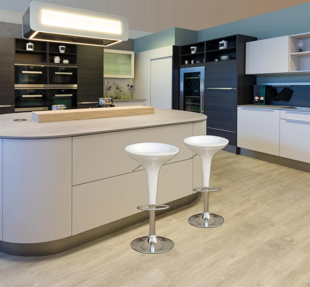SET 2  SGABELLI BAR REALIZZATO IN ABS IN COLORE BIANCO ALTEZZA REGOLABILE 68-89 CM