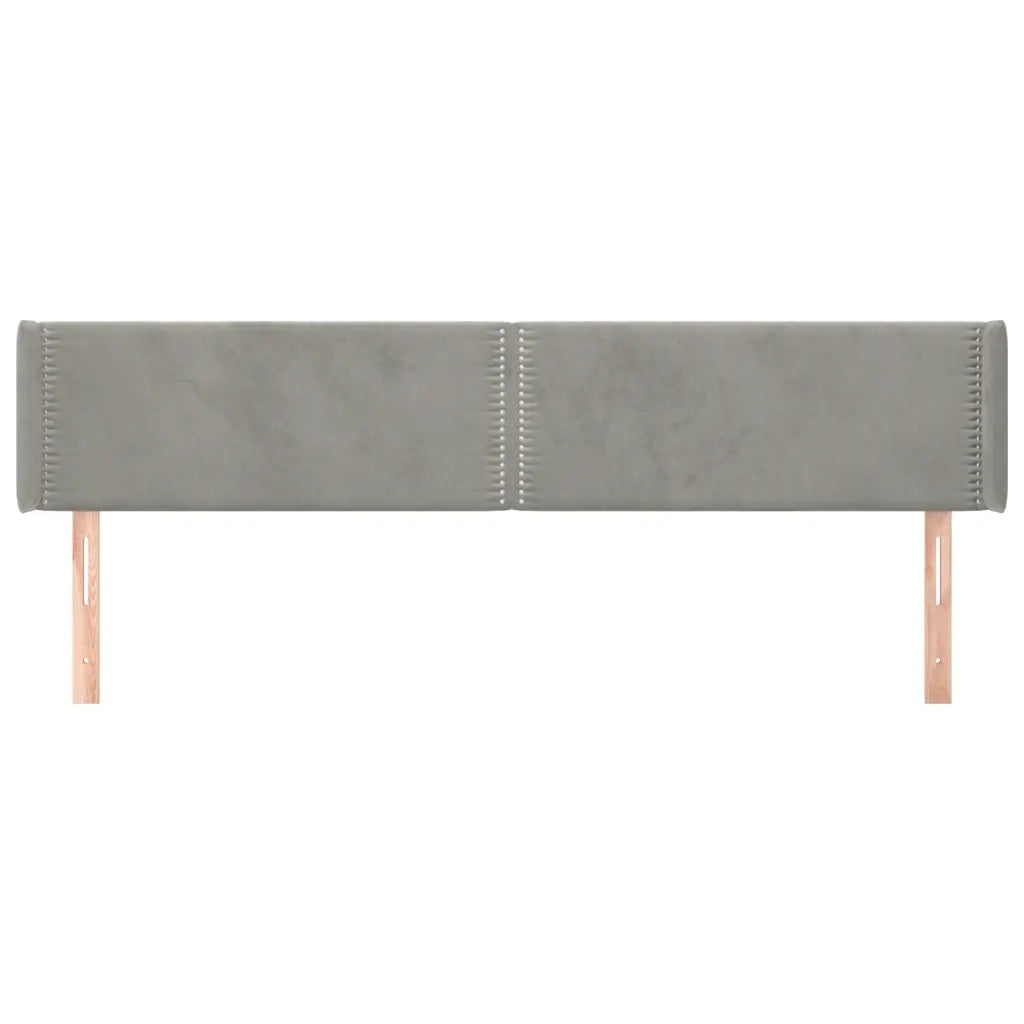 Testiera ad Orecchio Grigio Chiaro 203x16x78/88 cm in Velluto
