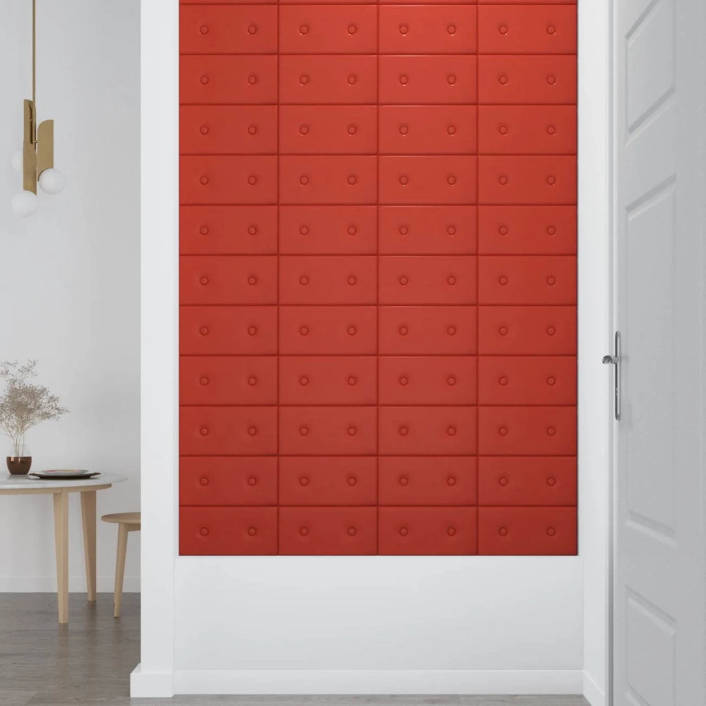 Testiera da Parete 12 pcs Rosso 30 x 15 cm Pelle Sintetica 42046508