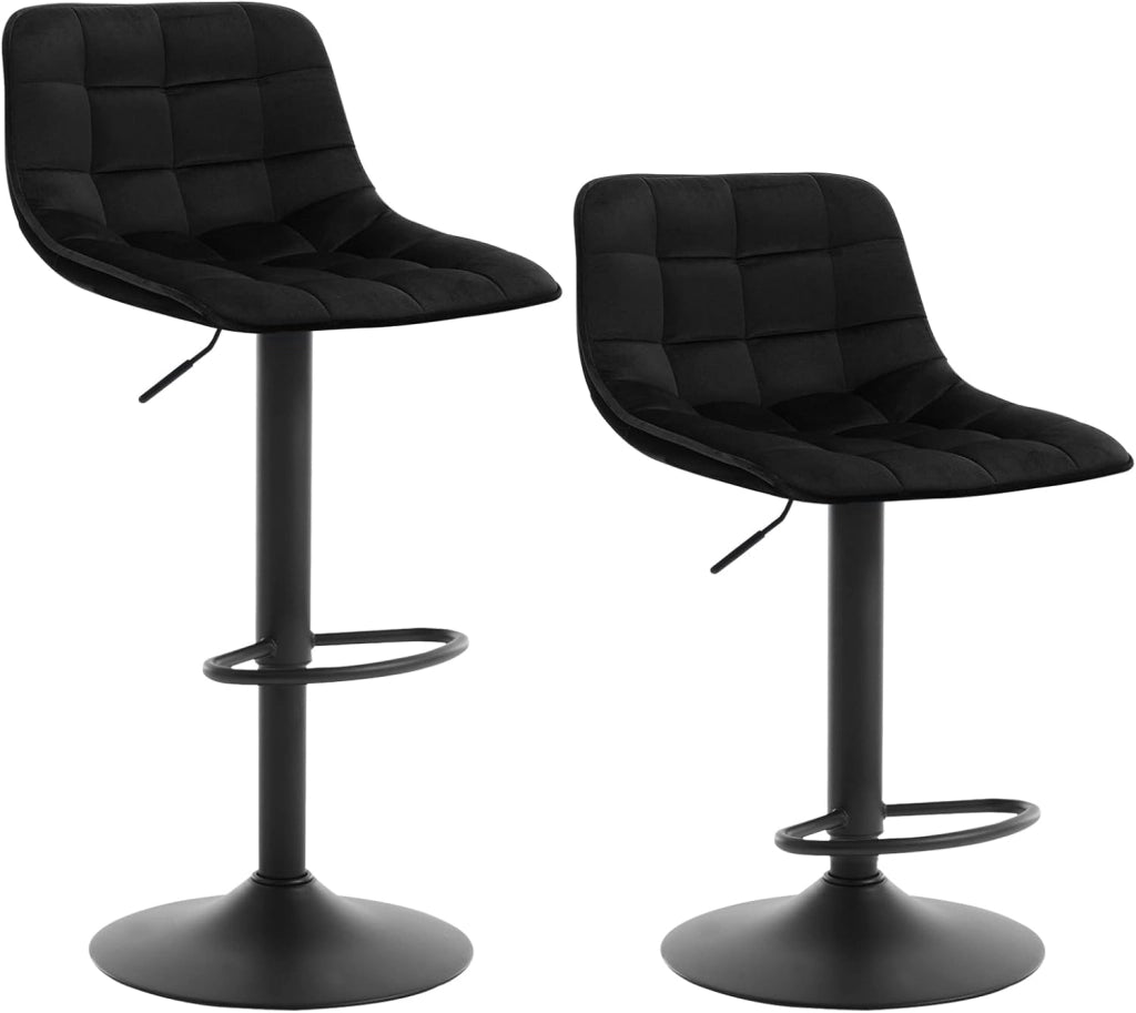 Set di 2 Sgabelli da Bar per Casa Moderni Sgabelli Cucina Girevoli con Poggiapiedi, in Velluto Grigio Scuro BH273dgr-2