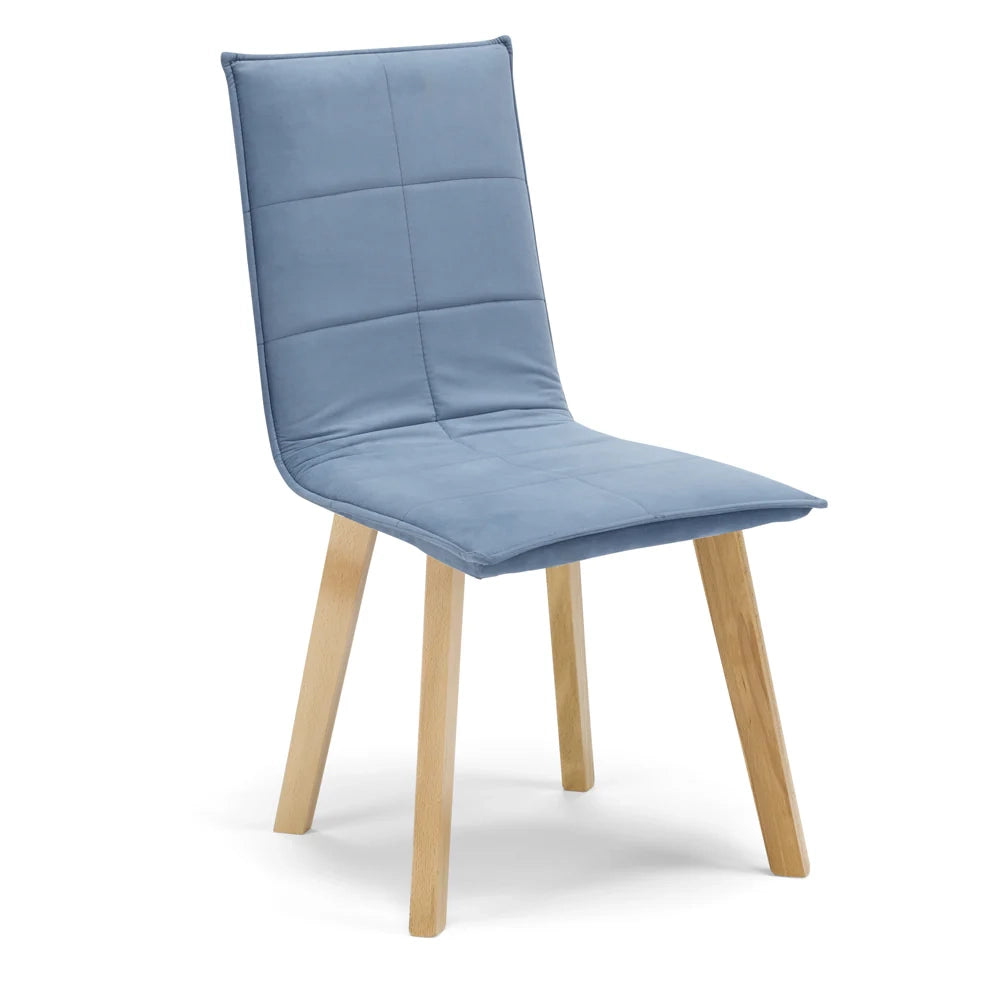 Set 4 sedie Imbottite MARILU', struttura robusta in legno, ideale per sala da pranzo, soggiorno, ufficio, sale d'attesa, tessuto trapuntato a rettangoli colore Carta da Zucchero, Design moderno