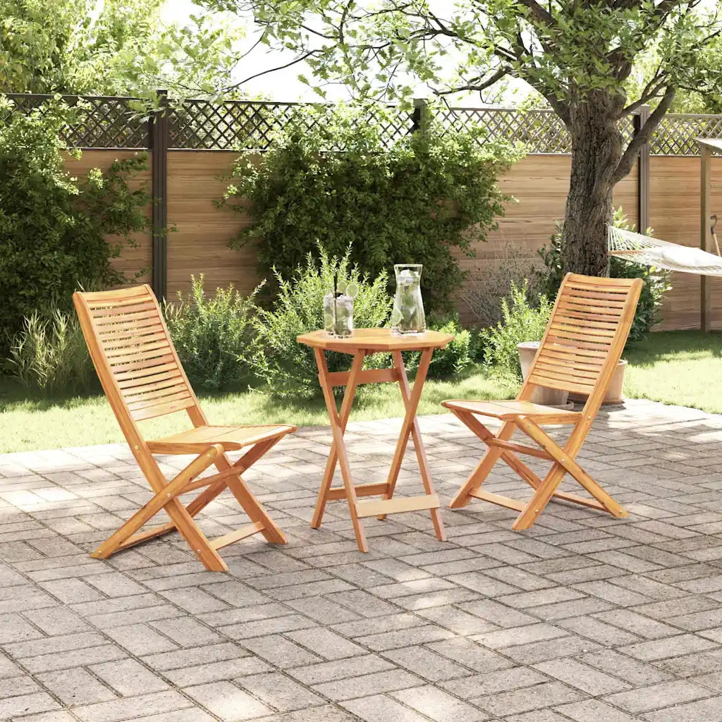 Set Bistro Pieghevole 3 pcs Marrone Legno di Acacia Massello 3375692