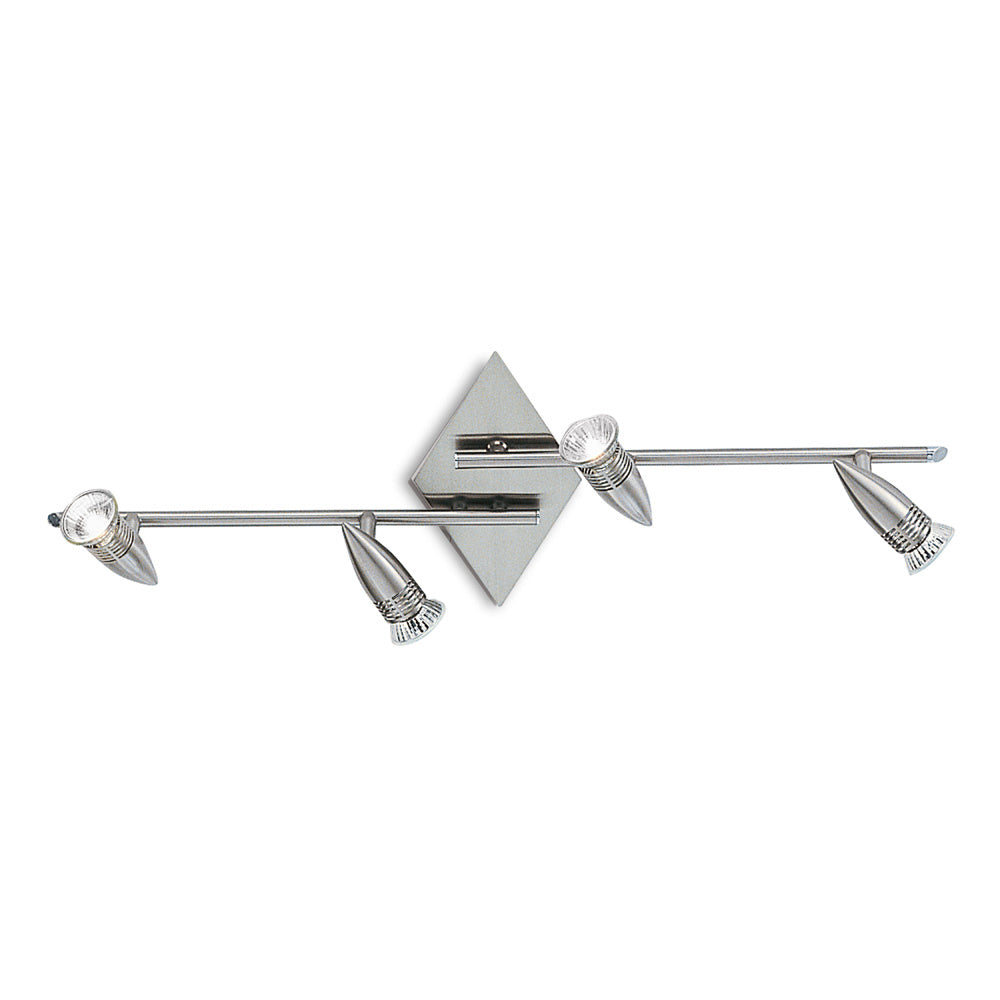 Plafoniera Moderna Alfa Metallo Cromo 4 Luci Gu10 7W 3000K Luce Calda