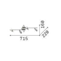 Plafoniera Moderna Alfa Metallo Cromo 4 Luci Gu10 7W 3000K Luce Calda