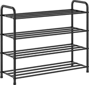 Sistema di conservazione 4 livelli in acciaio inossidabile per scarpe - pannelli per scarpe - 12 paia - 68 x 26 x 65 cm - nero scuro