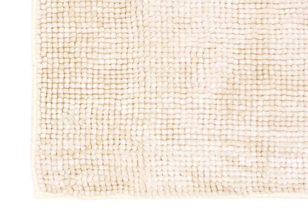 Tappeto Shaggy Bagno E Cucina Retro Antiscivolo In Microfibra Mod. Perla Crema - 50x80 - Crema