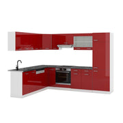 Cucina angolare completa R-Line Rosso lucido/Bianco 287 x 227 cm, PL Antracite Vicco