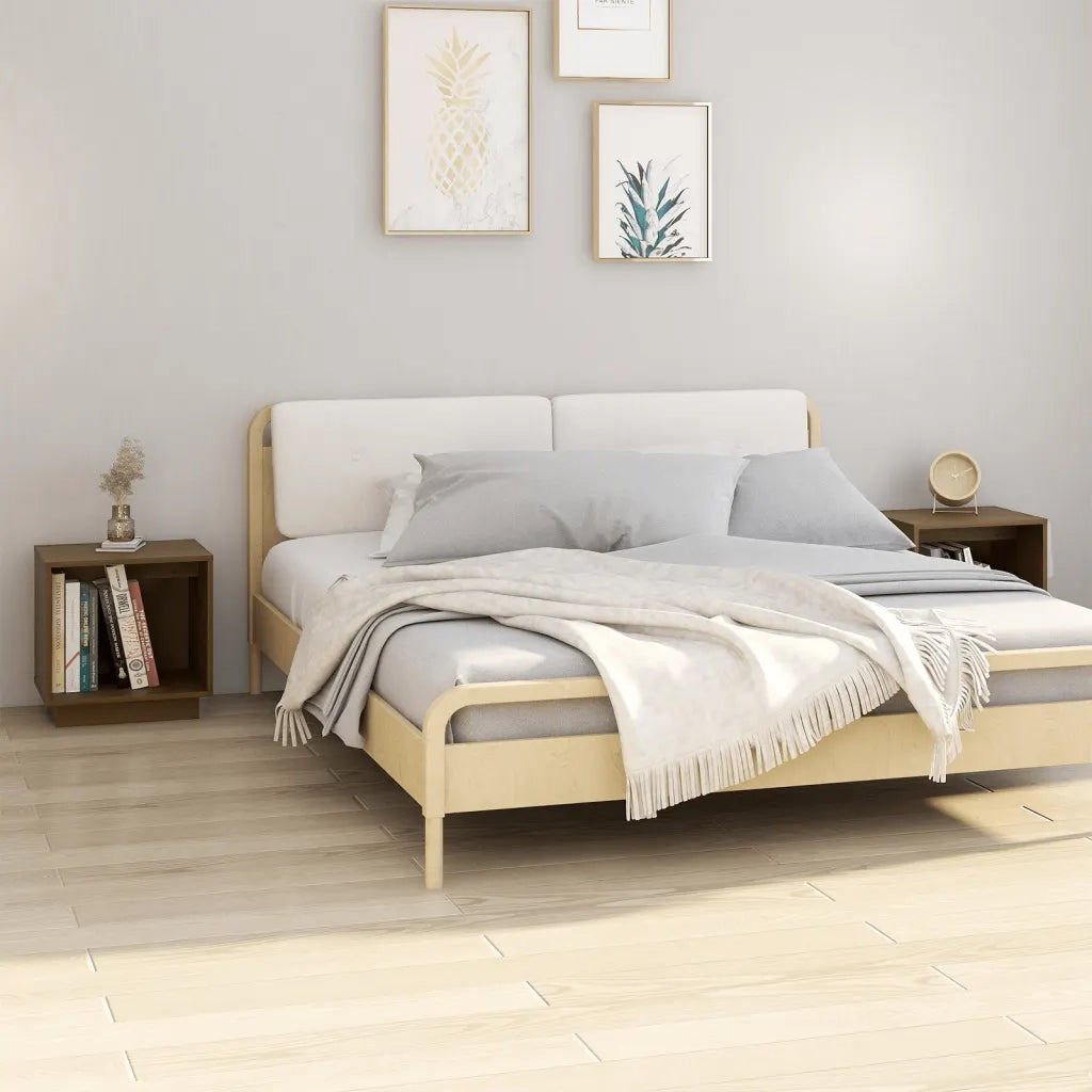 Comodini 2 pz-Set di 2 Tavolino da notte Ambra 40x30x40 cm in Legno Massello di Pino 288500