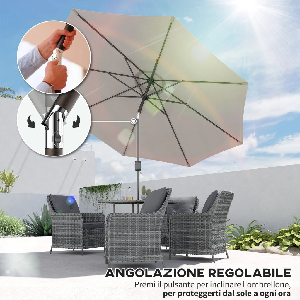 Ombrellone da Giardino Inclinabile 3x2.50 m ¨C zephmum ¨C Grigio Chiaro con Palo Smontabile