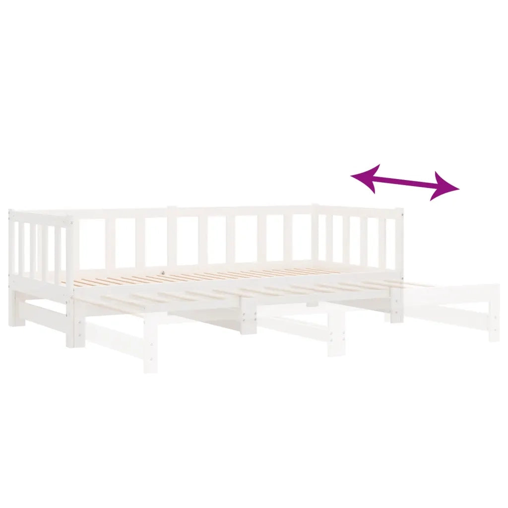 Dormeuse Estraibile Bianca 2x(90x200) cm Legno Massello di Pino 833094