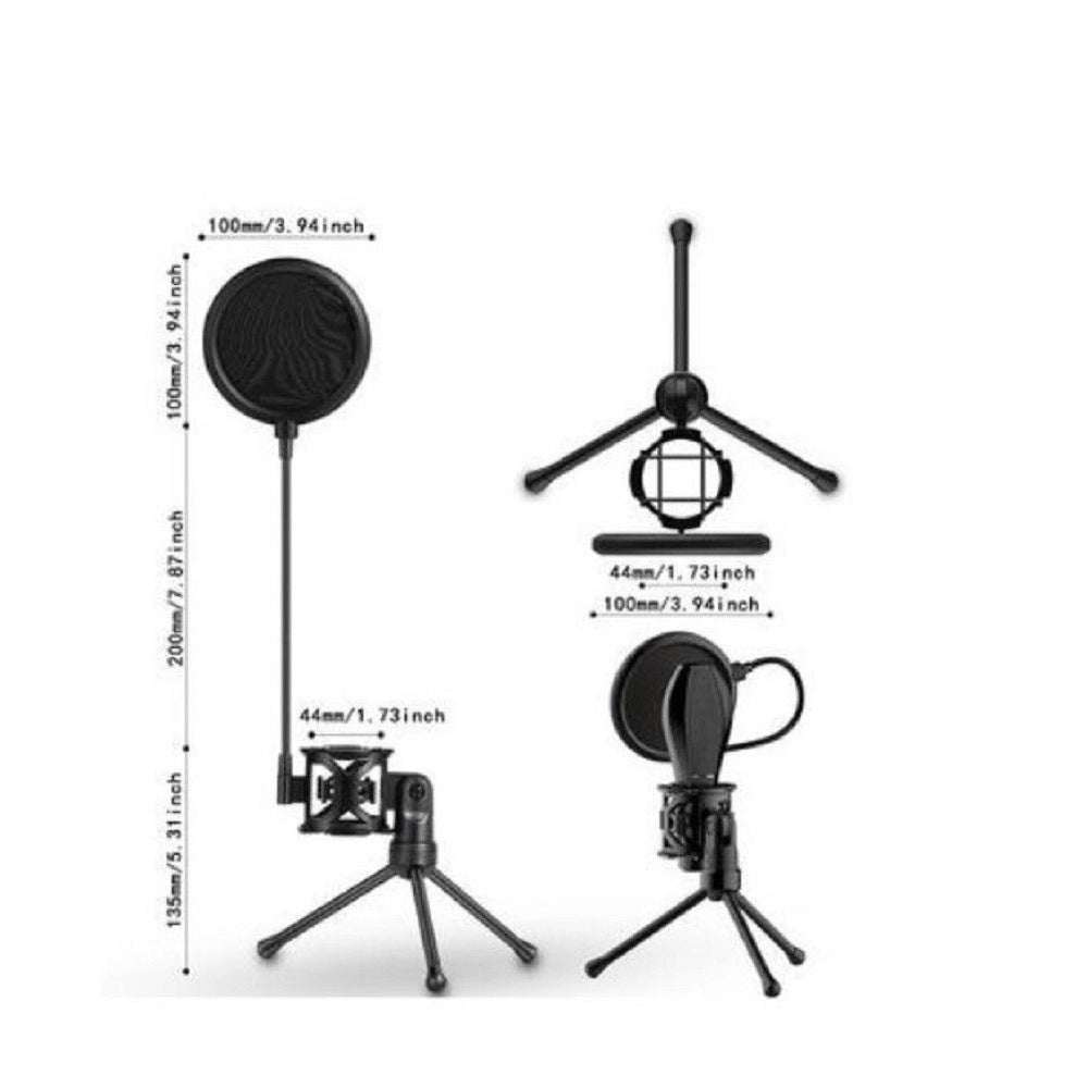 Trade Shop - Supporto Mini Microfono Tavolo Ps-2 Kit Filtro Anti Pop Treppiedi Ragno Microfono -