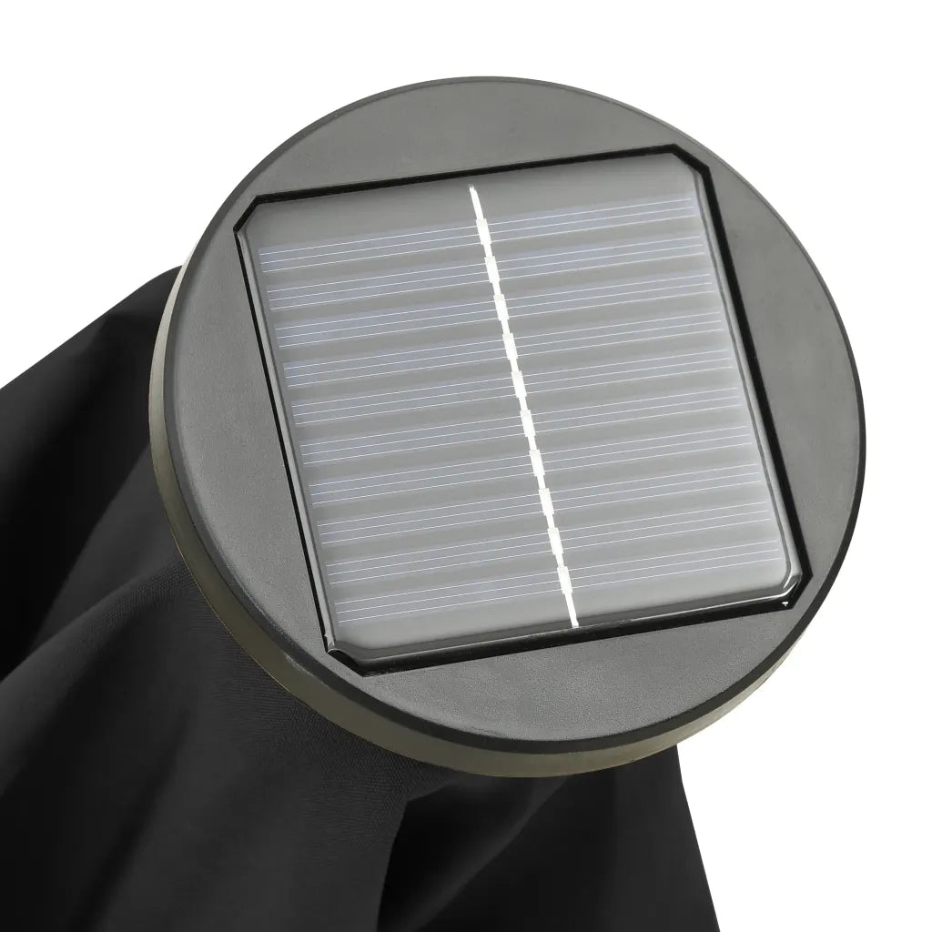 Ombrellone da Giardino-Ombrello da Balcone con Luci LED Nero 200x211 cm Alluminio