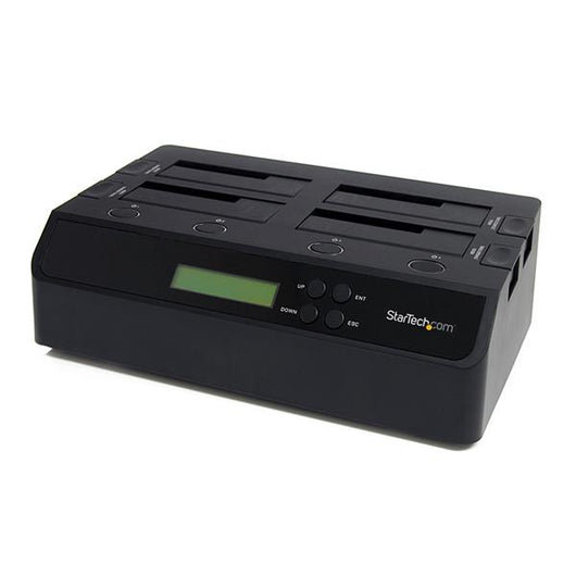 Startech.com docking station per hard disk a 4 slot - duplicatore ed eraser usb 3.0/esata per ssd/hdd sata - dock standalone 1:3 per hard drive con funzione clone - carica dall'alto, non necessita di attrezzi - SATDOCK4U3RE