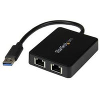 Startech.com adattatore usb 3.0 a doppia porta ethernet gigabit (rj45) nic con porta usb integrata - USB32000SPT