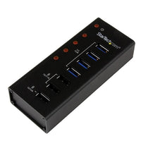 Startech.com hub usb 3.0 alimentato a 4 porte con 3 porte di ricarica usb dedicate (2 x 1a e 1 x 2a) - box esterno in metallo per montaggio a parete - ST4300U3C3