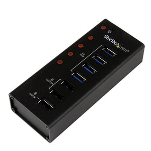 Startech.com hub usb 3.0 alimentato a 4 porte con 3 porte di ricarica usb dedicate (2 x 1a e 1 x 2a) - box esterno in metallo per montaggio a parete - ST4300U3C3